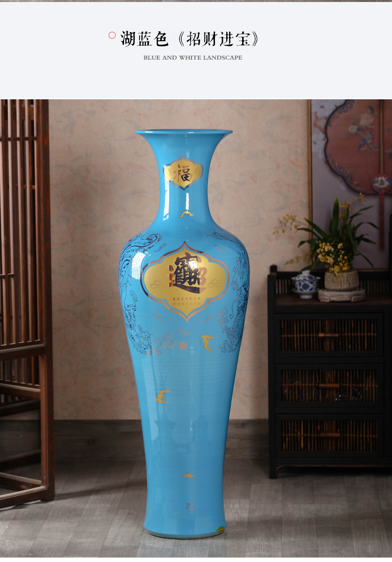 Jingdezhen ceramics China red large vases, sitting room of Chinese style household decoration to the hotel opening large furnishing articles