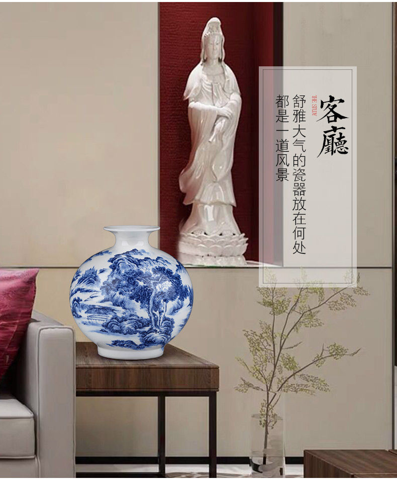 Jingdezhen ceramic blue and white porcelain vases, flower arrangement furnishing articles sitting room home TV ark, study Chinese decorative arts and crafts