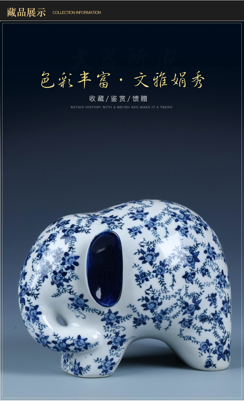 Ceramic elephant furnishing articles a lucky feng shui decoration in jingdezhen blue and white porcelain home sitting room and the creative process act the role ofing is tasted