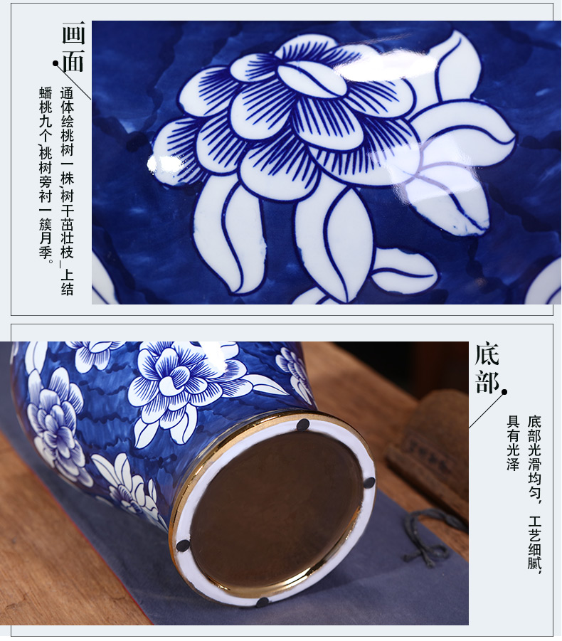 New Chinese style general hand - made of blue and white porcelain jar of large storage tank jingdezhen ceramics sitting room porch decoration furnishing articles