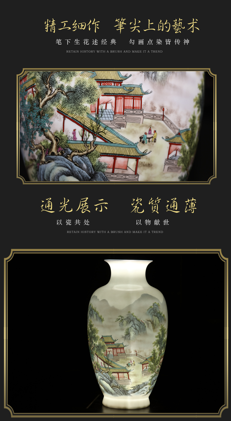 Jingdezhen ceramics powder enamel vase flower arrangement of Chinese style living room wine cabinet office home decoration handicraft furnishing articles