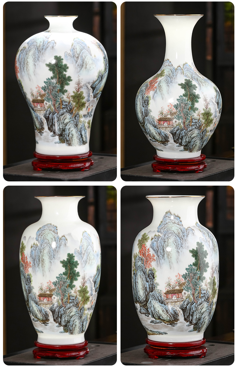 Pastel landscapes of jingdezhen ceramics vase furnishing articles flower arrangement sitting room porch study Chinese decorative arts and crafts