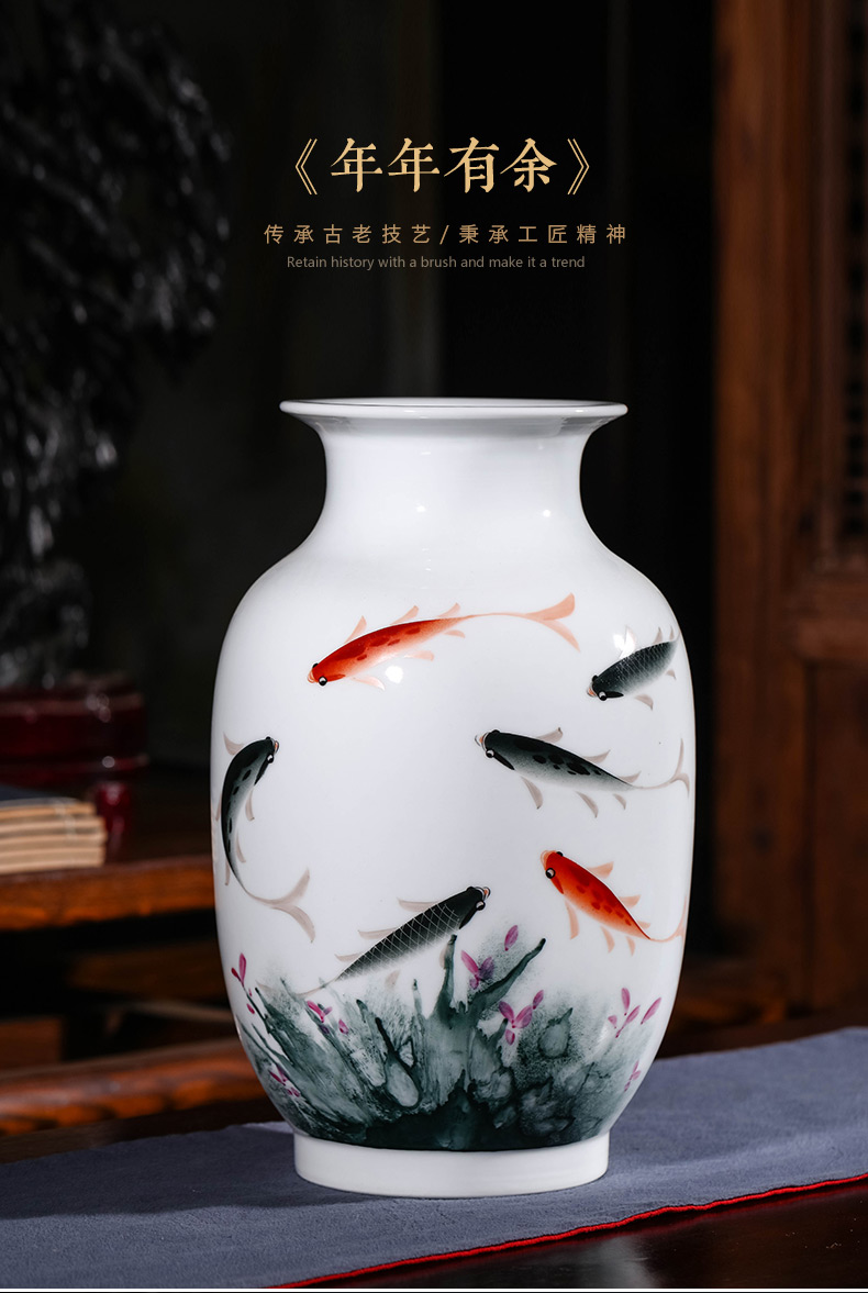 Jingdezhen ceramics vase furnishing articles sitting room flower arranging famous hand - made pastel TV ark, of Chinese style household ornaments