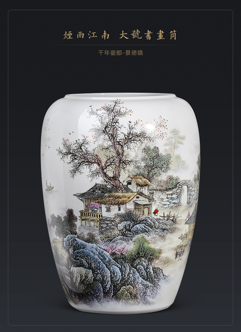 Jingdezhen ceramic painting and calligraphy calligraphy and painting to receive cylinder cylinder barrels of calligraphy and painting scroll cylinder study ground umbrella barrel decorative furnishing articles