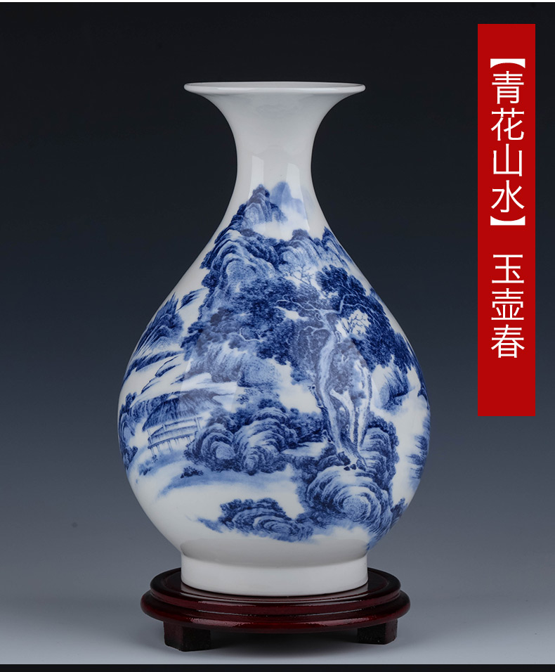 Jingdezhen ceramic blue and white porcelain vases, flower arrangement furnishing articles sitting room home TV ark, study Chinese decorative arts and crafts