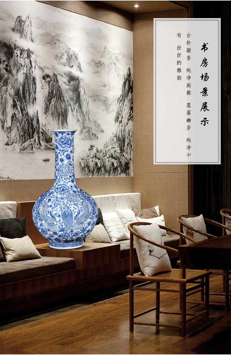 Jingdezhen ceramics imitation qianlong hand - made of blue and white porcelain vases, flower arranging new Chinese style living room home furnishing articles
