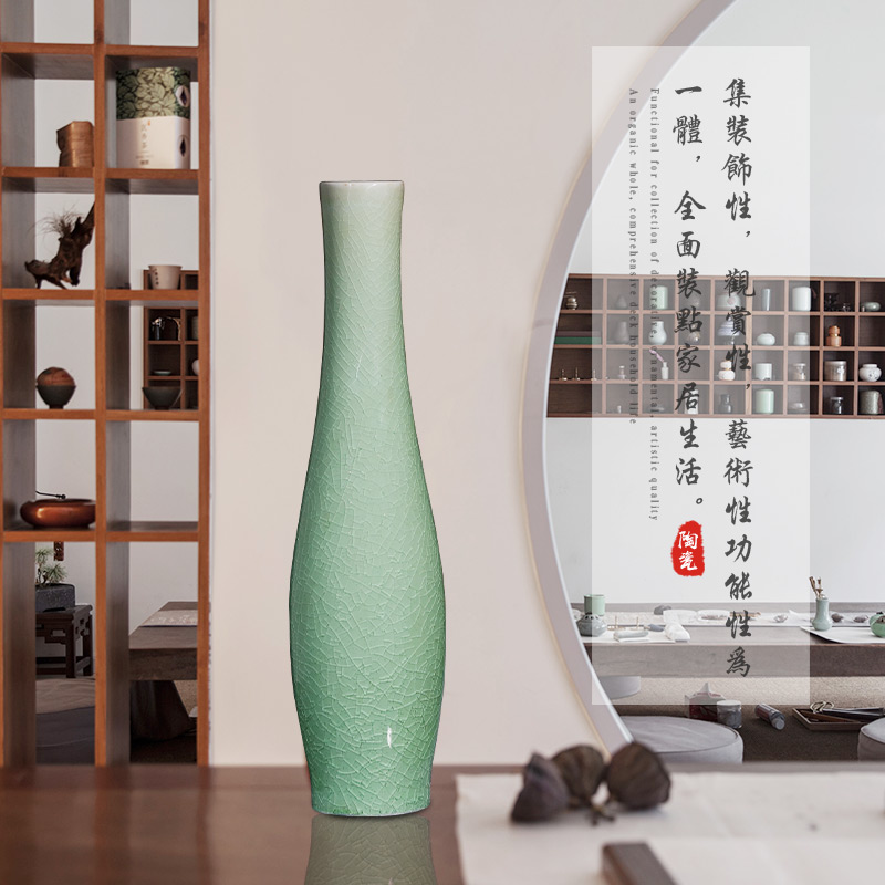 Jingdezhen ceramics, vases, flower arranging furnishing articles archaize crack glaze goddess of mercy bottle dry flower of new Chinese zen floral outraged