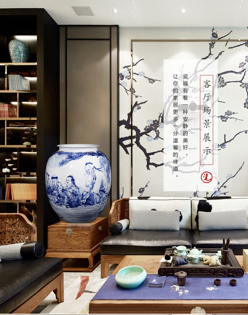 Master of jingdezhen ceramics hand - made "outnumbered" blue and white porcelain vase in the living room home furnishing articles