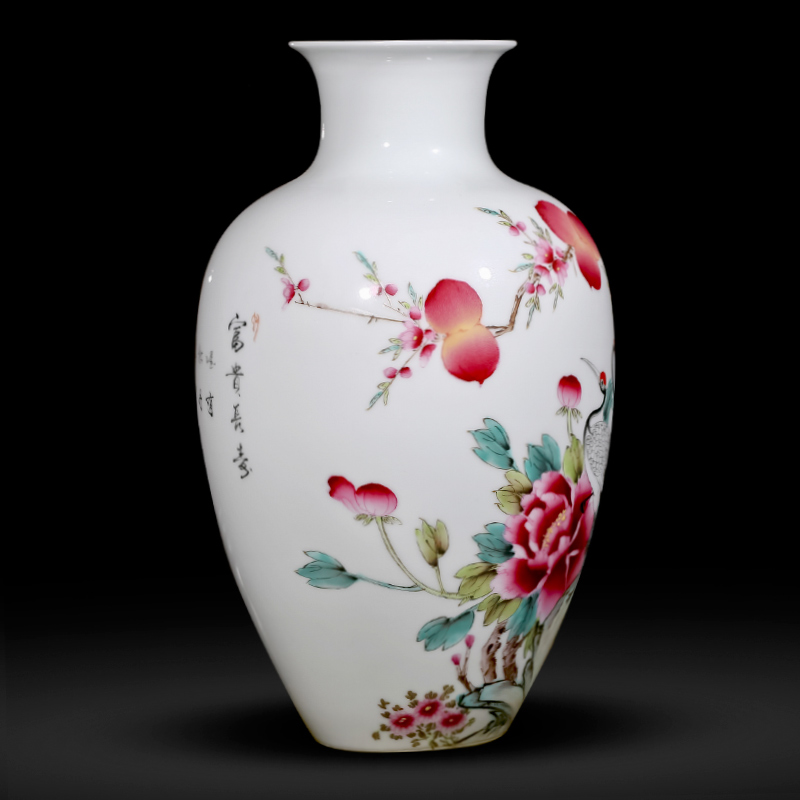 Jingdezhen ceramics hand - made pastel vases, flower arranging longevity and prosperity of Chinese style sitting room adornment is placed gifts