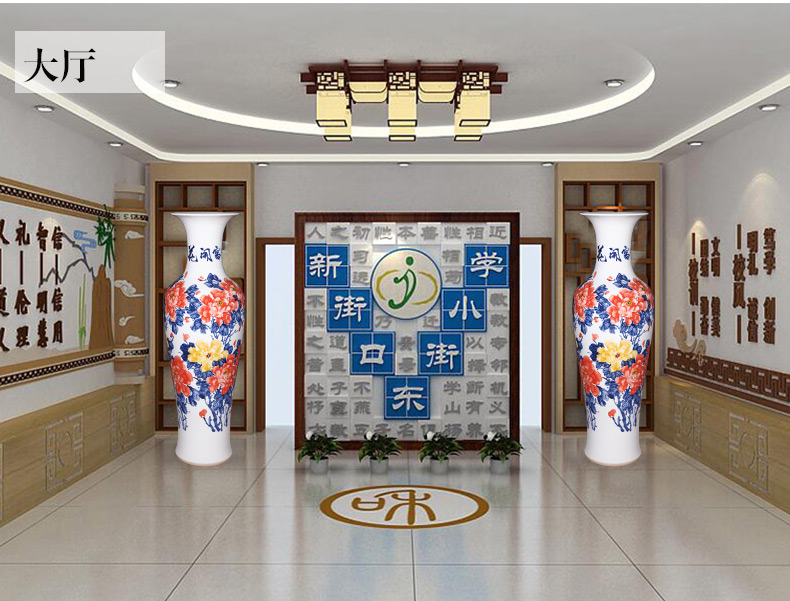Jingdezhen ceramics hand - made famille rose blooming flowers landing large vases, Chinese style villa living room housewarming gift