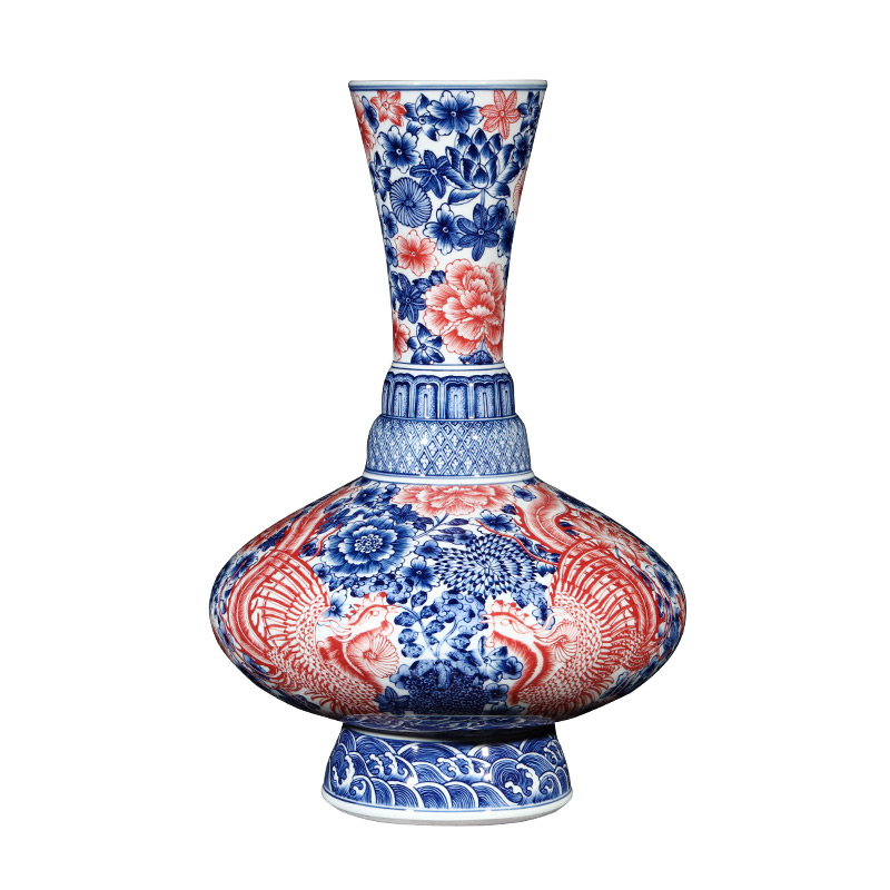 Jingdezhen ceramics creative manual imitation qianlong Chinese blue and white porcelain vase sitting room porch rich ancient frame furnishing articles