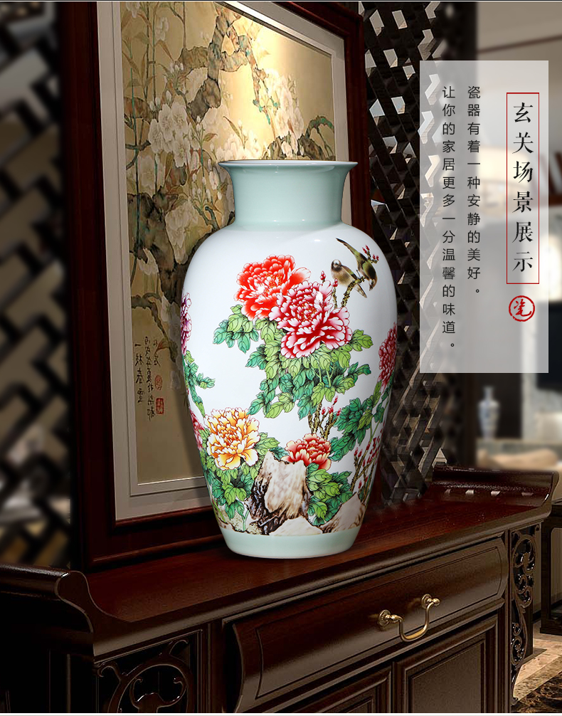 Chinese jingdezhen ceramics powder enamel vase peony flower arranging archaize sitting room porch decoration that occupy the home furnishing articles