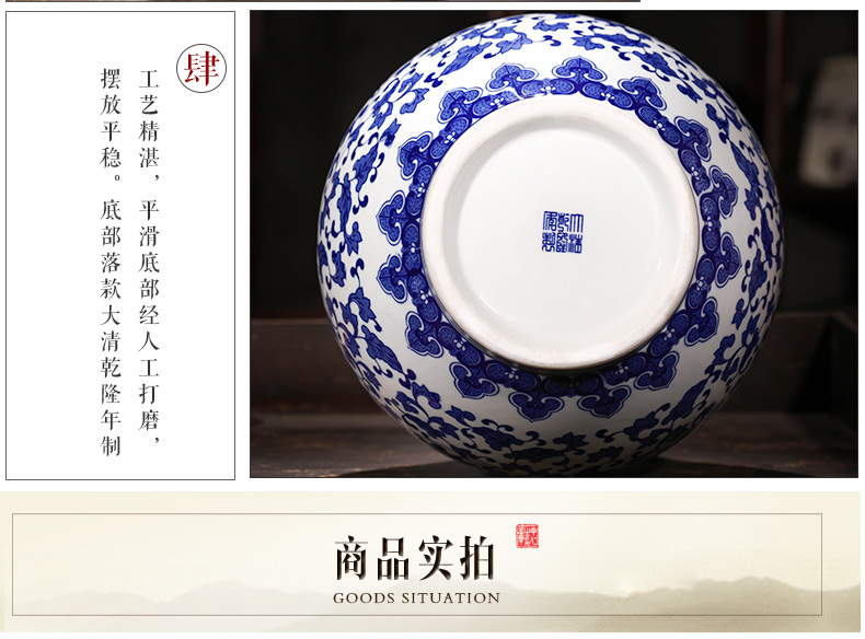 Chinese antique blue and white porcelain of jingdezhen ceramics branch lotus bottle of flower arranging furnishing articles sitting room home decoration