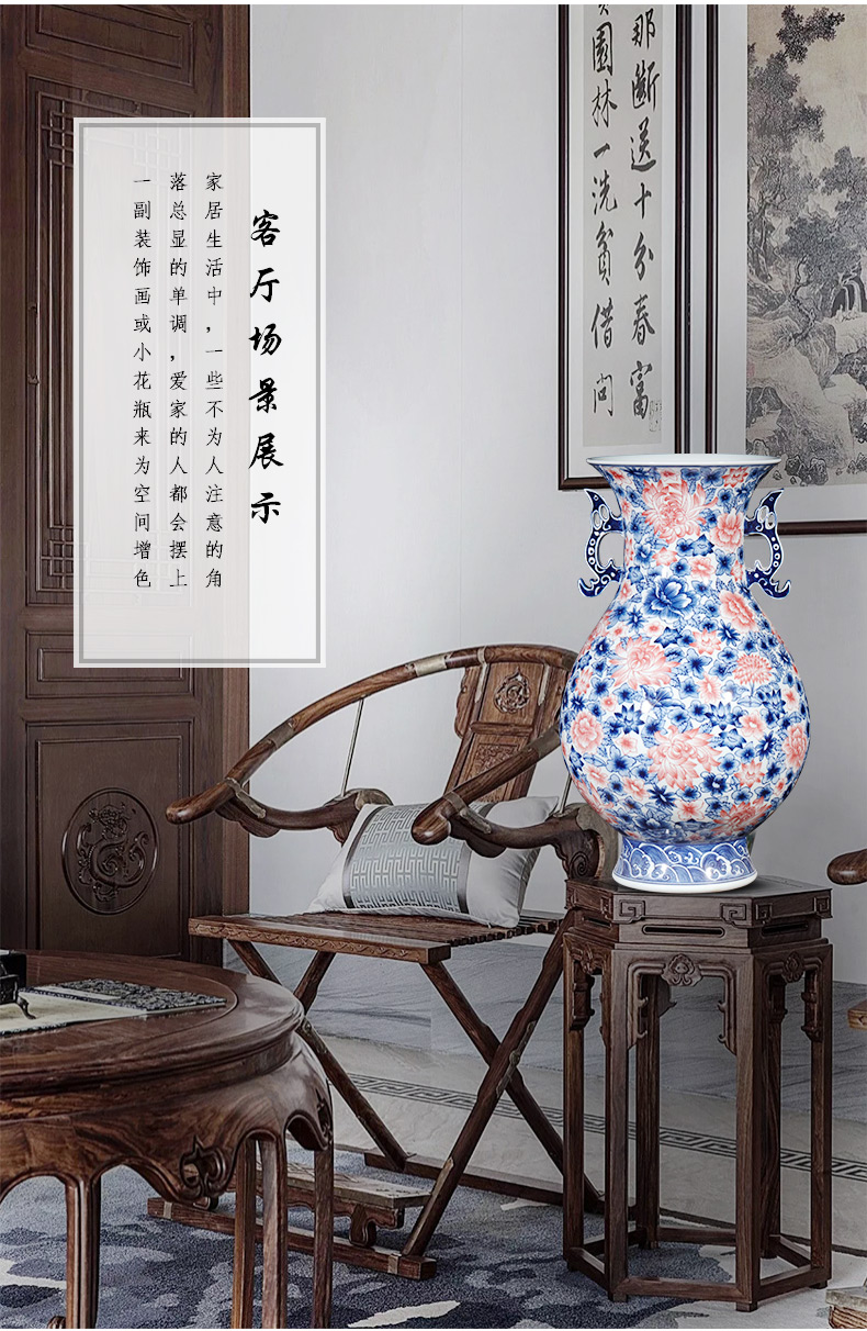 Jingdezhen ceramics imitation qianlong hand - made the ears of the blue and white porcelain vase antique Chinese wine TV ark, furnishing articles