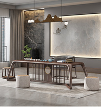 New Chinese tea table and chairs Combined solid wood office Gongfu Tea Teatable zen tea drinking tea table tea room full house customization