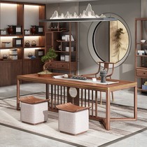 New Chinese solid wood tea table and chairs combined kung fu tea table tea table office writing desk guests big board table custom
