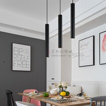 LED Restaurant Minimalist Long Cylinder Cylindrical Nordic Bar Desk Lamp Foreground Creative Personality Black Single Head Chandelier