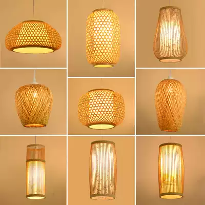 Hot pot shop palace lamp Bamboo woven lamp custom food stall Bamboo lantern Japanese restaurant Chinese antique decoration Melon chandelier