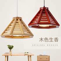 Chinese simple Japanese single head creative glass small chandelier Tea room Solid wood balcony Aisle Corridor Southeast Asia chandelier