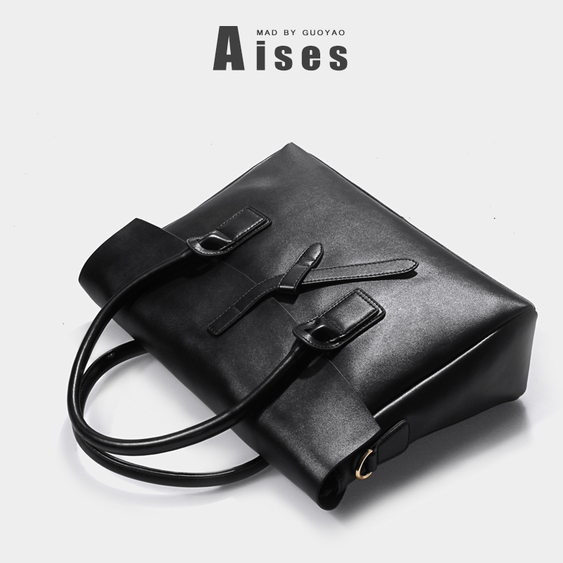 Cowhide Original Design Women's Bag, Fashionable and Luxurious Genuine Leather Commuter Handbag, Business Computer Briefcase, A4 Document Bag