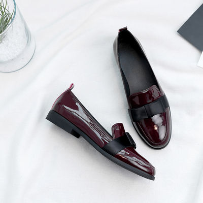 Spring 2024 new flat patent leather single-shoe women's low-heeled one-foot shoes