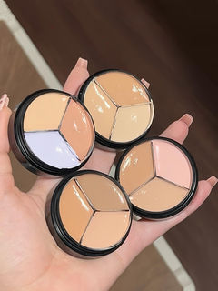 Lovelycc three-color concealer from south korea with dot coverage to fully cover dark circles and tear troughs for oily skin and brighten skin tone concealer palette