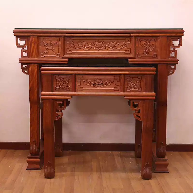 花梨木雕花台湾香案供桌佛堂用品榫卯结构神桌佛龛一体设计-Taobao-Tmall