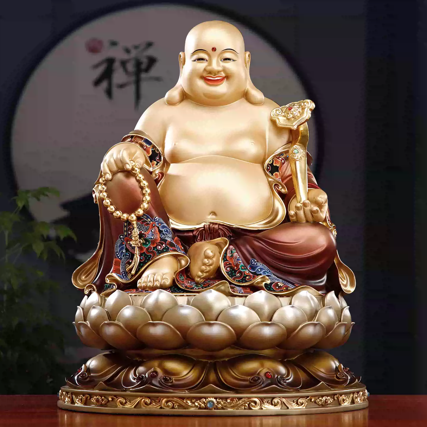 台湾手工纯铜弥勒佛招财笑佛摆件复古怀旧铜制佛像供奉家用