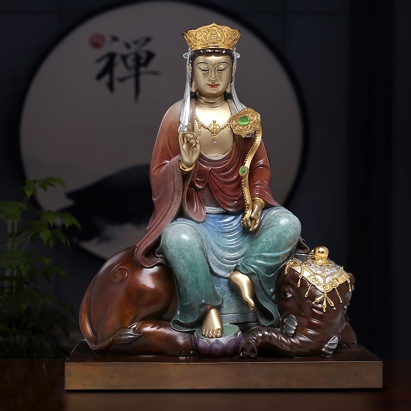 Taiwan Pu-xian Buddha Buddha of Pu-xian Like a copper carvin high temperature coloring Wenju Bodhisattva for Huajian Santa Shi