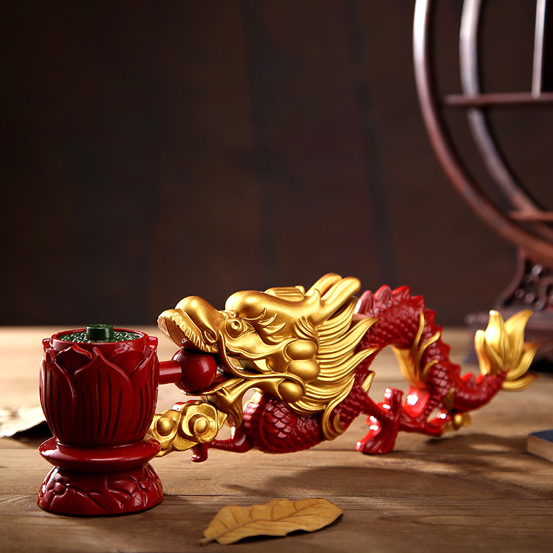 Round pass Buddha resin fragrant insert incense stove imitated solid wood dragon hand stove incense stove for Buddhist waterway Flame supplies