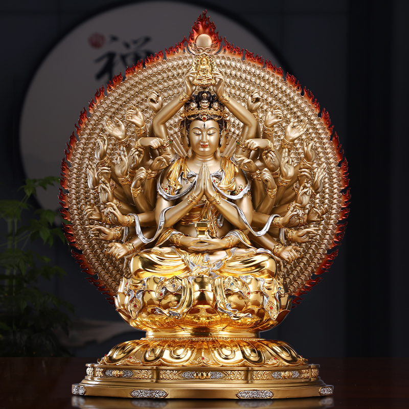 Taiwan Pure Copper Paste Paste Palm-mounted Tongyuan Buddha Line Chief Yellow-Eye Buddha Household Supporting Swing