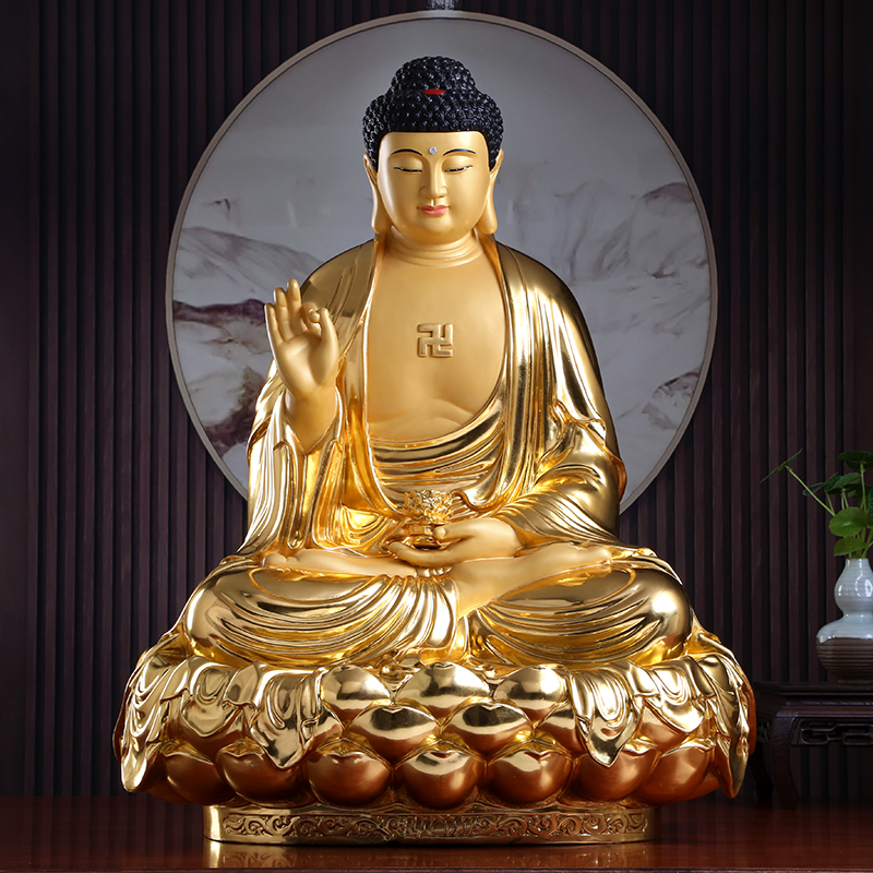 Taiwan pure copper sticker Amita Buddha statue sits like a copper statue like a Sakyamoni