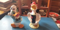 Bionic Porcelain Famous Tang Old Duck Deposit Money Pot and Flower Swap Pendulum A Pair