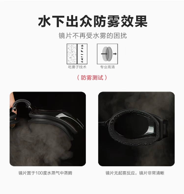 Kính bơi Li Ning HD kính bơi chống nước chống sương mù kính cận thị độ kính nam và nữ thiết bị lặn chuyên nghiệp - Goggles mắt kính bơi