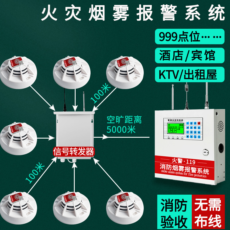 Smoke alarm Fire alarm host special smoke detector Commercial wireless network fire alarm system