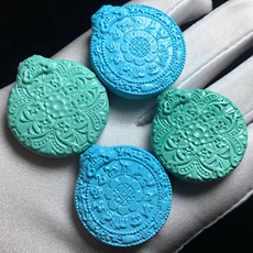 аксессуары для шеи 优化高瓷菱镁矿绿松石九宫八卦牌吊坠背云金刚星月菩提文玩配饰