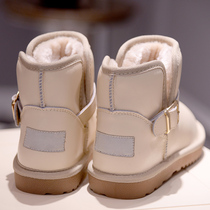 Northeast Snowy Boots Woman 2021 New Winter Tide Korean version Thickened Flat Bottom Plus Suede Short Cylinder Winter Shoes Children Short Boots