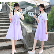Girl summer dress High School junior high school student dress fairy air national Chinese style improved Hanfu girl summer skirt