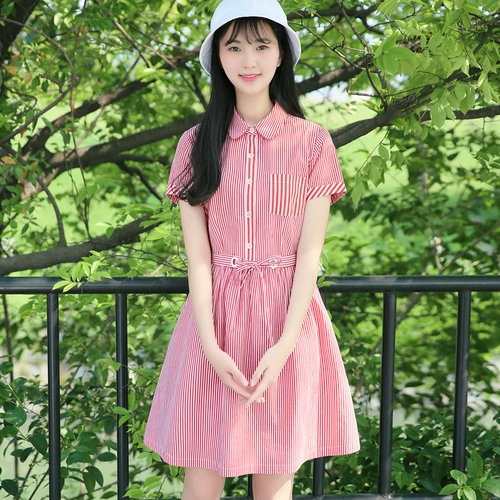 Летнее свежее длинное платье для школьников, для средней школы, в корейском стиле, по фигуре, средней длины