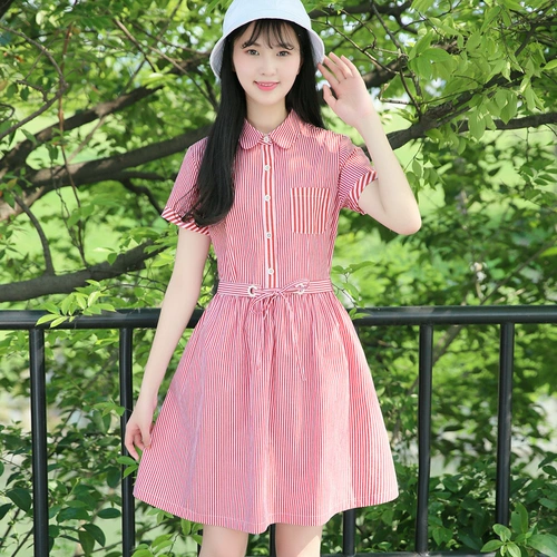 Летнее свежее длинное платье для школьников, для средней школы, в корейском стиле, по фигуре, средней длины
