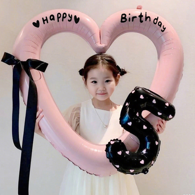 Children's First Birthday Decoration Scene Setup Large Heart Hollow Balloons Girl Party Atmosphere Photo Props Children's First Birthday Decoration Scene Setup Large Heart Hollow Balloons Girl Party Atmosphere Photo Props