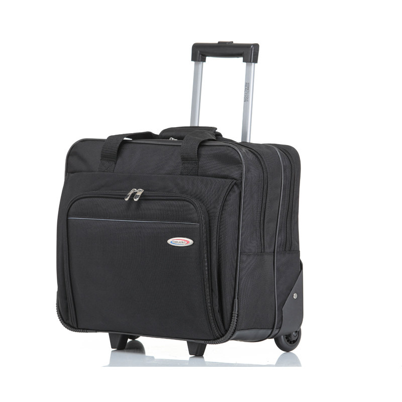Business Black Rod Bag Men and Women with Wheel Travel Package Tin-board Luggage Bag Pure Color Computer Pack