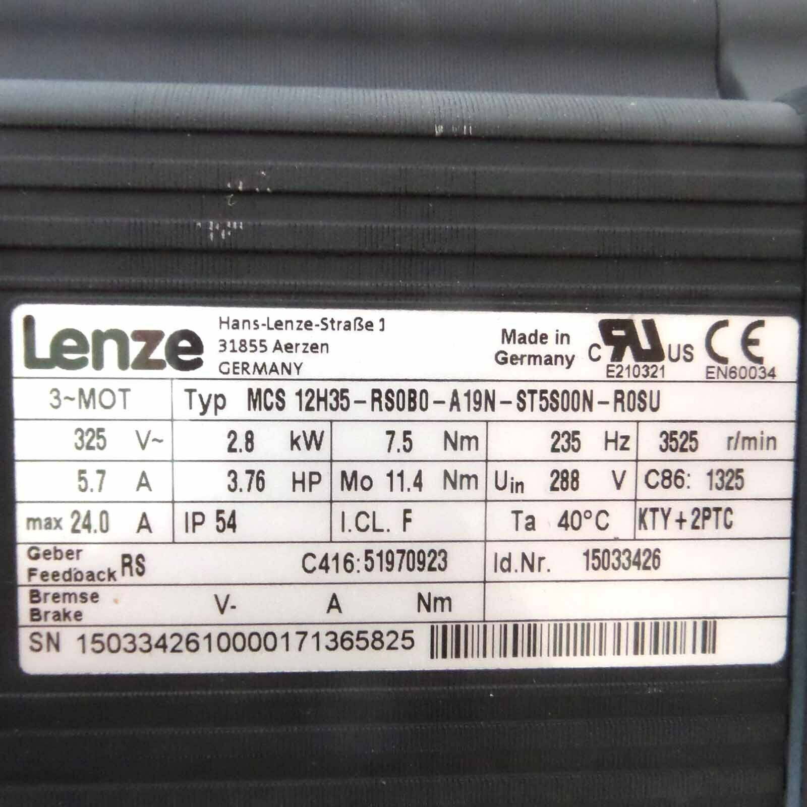 Lenze servo motor MDSKSRS056-23