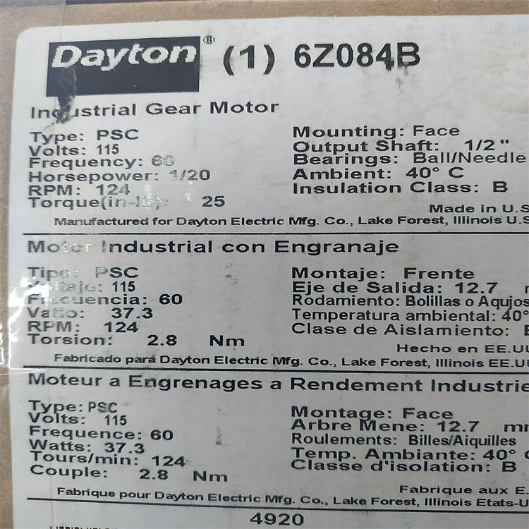 USA DAYTON motor 6Z083 in the United States of America