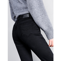 Black velvet jeans womens thick skinny pants 2021 Winter high waist tight wear warm pants
