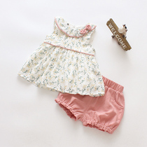 1 year old girl summer dress 2021 new foreign style 0 baby summer suit princess 2 female baby 3 children vest shorts