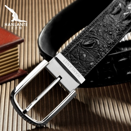 Ремень, высококлассные штаны для отдыха, крокодил, из натуральной кожи