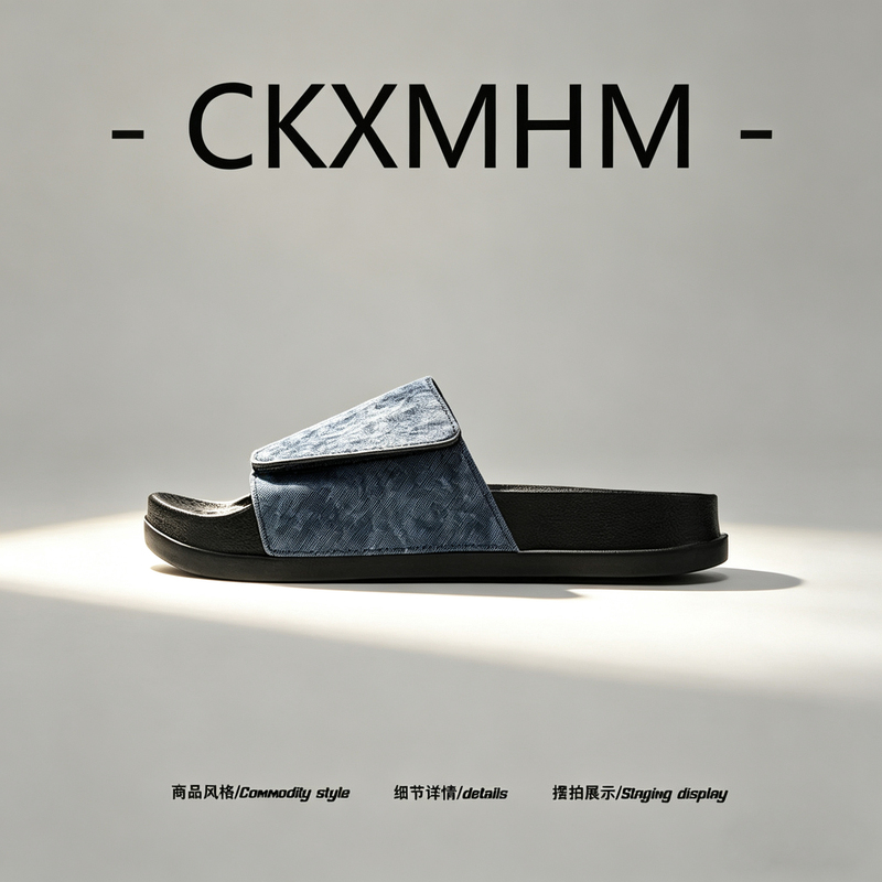 [Retro Denim Blue] 2026 Summer New Style Distressed Denim Surface Flip-Flops Men's Comfortable Non-Slip Slippers