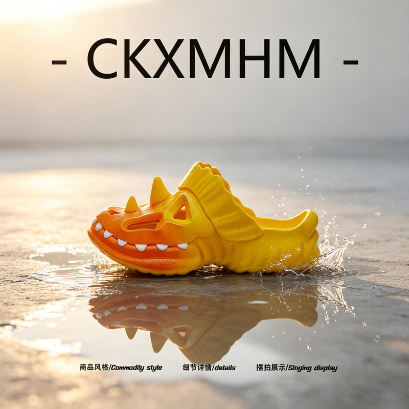 【Childlike and Cute】2026 Summer New 3D Dinosaur Clog Shoes for Couples, Gradient Thick-Soled Beach Shoes for Men and Women
