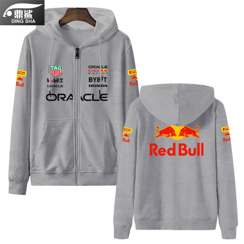 Красная форма команды Формулы-1 команды Verstappen, та же машина, фан-карта cardigan толстой хлопок мужской и женский куртка с молнией и капюшоном